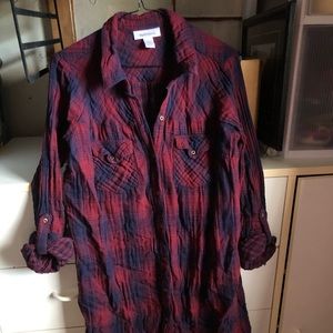 Motherhood Maternity Plaid Flannel Tunic Dress
